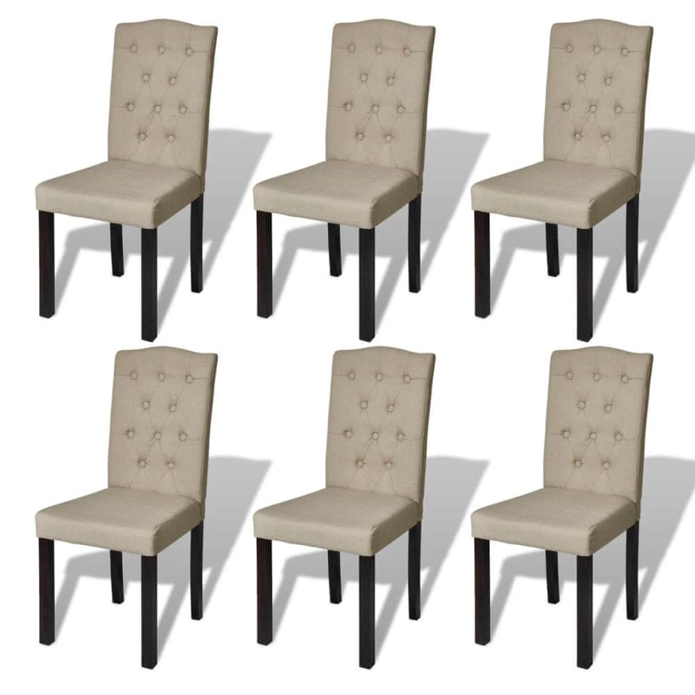 Vidaxl Jedálenské stoličky 6 ks, ťavia farba, látka